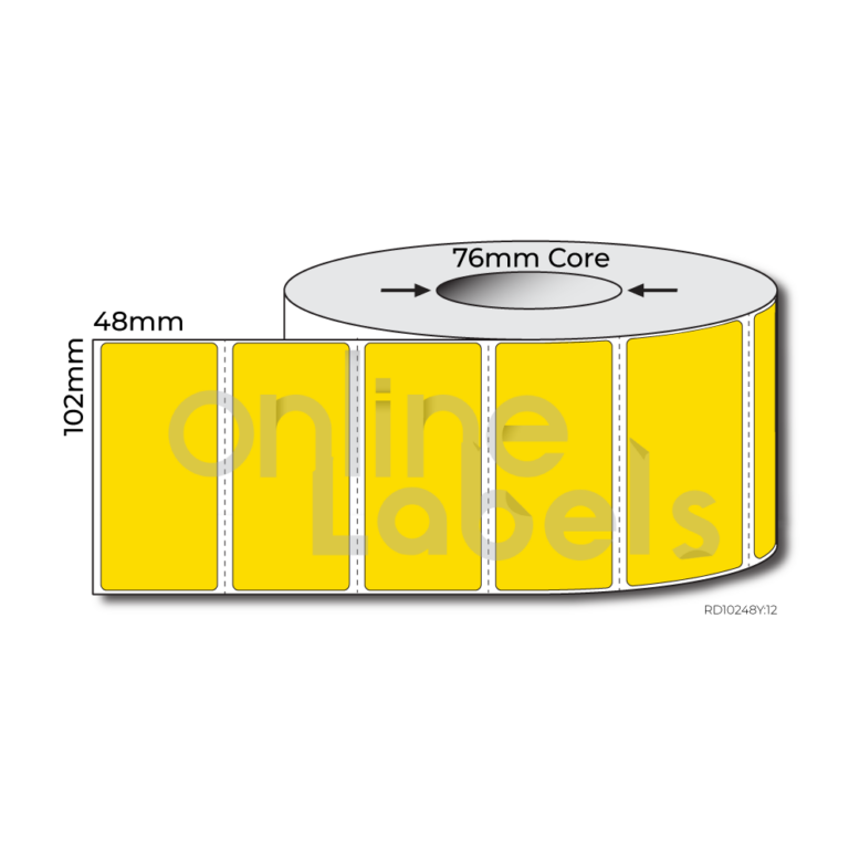 102mm x 48mm YELLOW Thermal Direct Online Labels